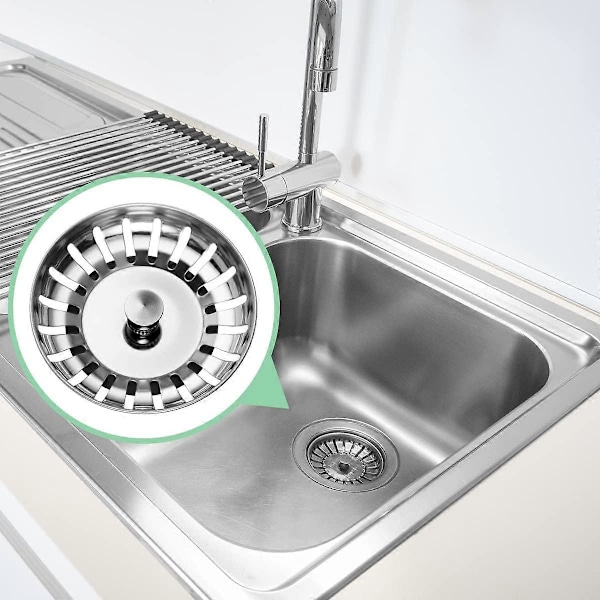 Diskho Sil 80mm, 2 ST Diskho Propp med 2 Hårfångare, Förtjockad 304 Rostfritt Stål Universal Diskho Sil