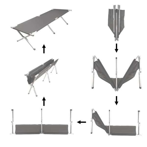Folding Camping Cot 190.5x70.5 cm 150 kg Black with Bag
