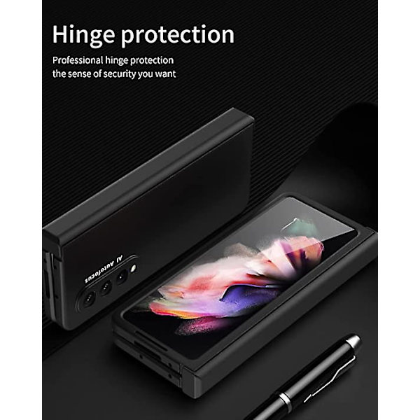 Galaxy Z Fold 3 Fodral, Hög Tungt Skydd Hård PC-Kåpa Med Skärmskydd, Fullt Skydd (svart)