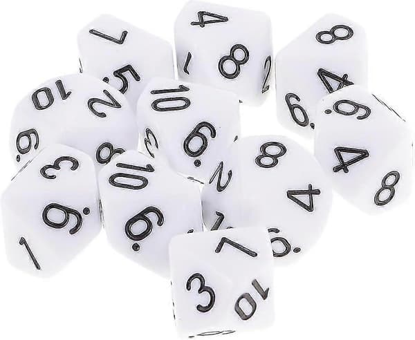 10 stk. 10-sidet D10 Polyhedral For Og Spill Gave Hvit