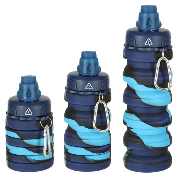 Foldable Silicone Water Bottle 500 ml with Straw and Carabiner