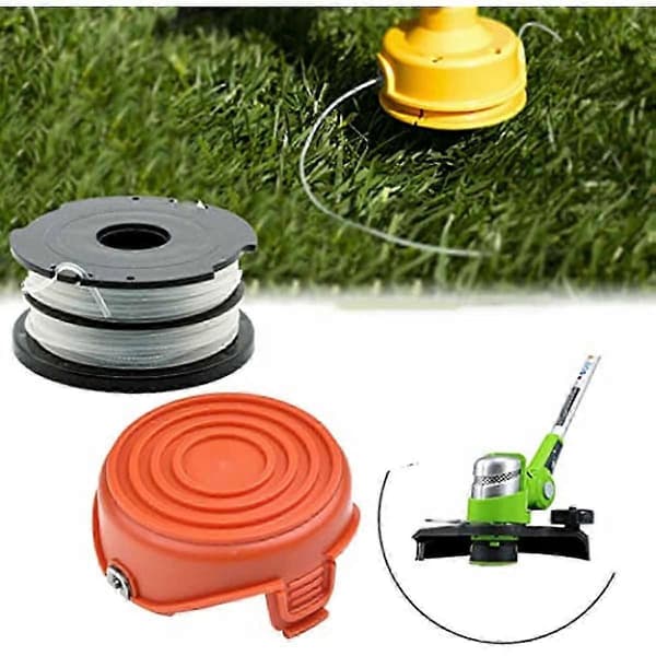 2 st Trimmerspole & Tråd + Spolskyddslock för Black & Decker GL675 GL680 GL685 GL686 GL687 GL690 Trimmers