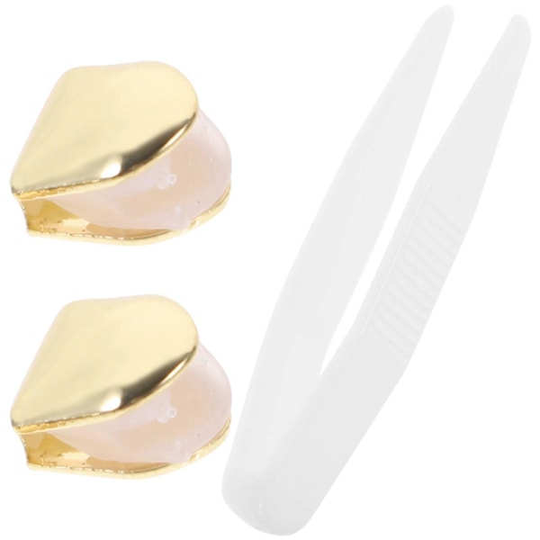 2Pcs Hip Hop Teeth Brace Single Tooth Braces Shiny Teeth Teeth Decoration Teeth Accessories Golden