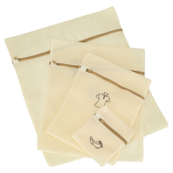 Mesh laundry bags with zipper 6-pack beige for delicate garments