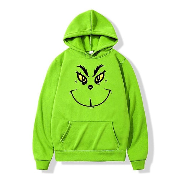 Jul The Grinch Tryckt Barn Hoodie Långärmad Tröja med Huva Pullover Jumper Casual Lös Jul Toppar Pojkar Flickor Barn Present