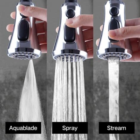 Kjøkkenvask Dusjhode Refill, 3-Funksjons Sprayhode Kompatibelt med G1/2 Kraner (CP Plating)