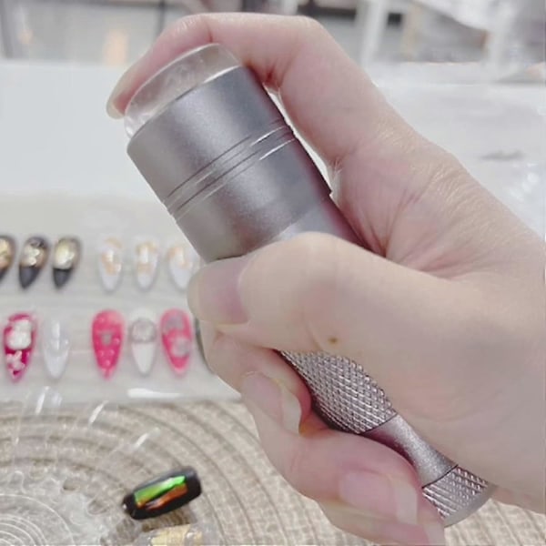 Håndholdt Neglekunst UV Presse Lys LED Lampe med Jelly Silikone Stamper Hoved Neglekunst Stempel Bærbar M
