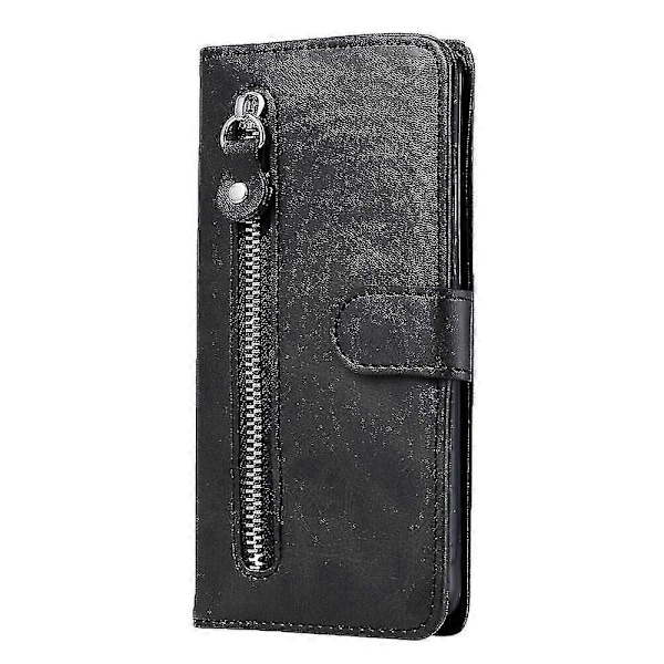 Plånboksfodral för Samsung Galaxy A32 4G, premium PU-läder magnetisk stängning kortfack stativ dragkedjeficka mjukt TPU flip-fodral - Svart