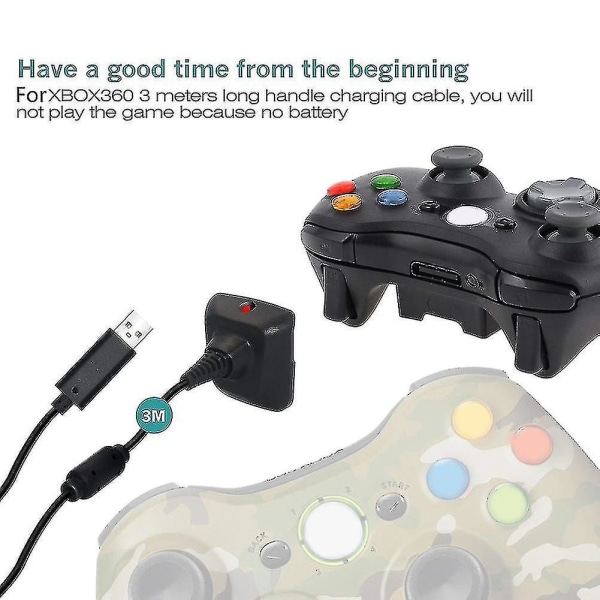 Laddningsbar spelkontrollerbyte för batteriladdningssats kompatibel Xbox 360