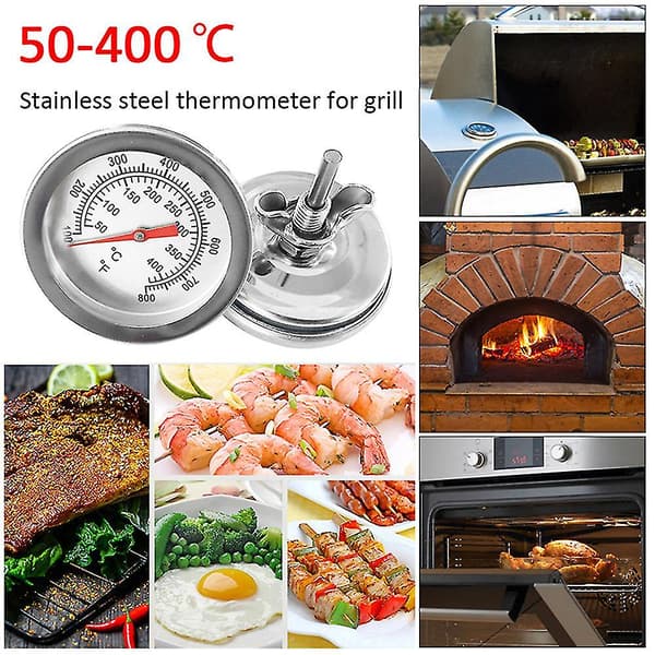 400 Grilltermometer BBQ Røykovn Temperaturmåler Rustfritt Stål