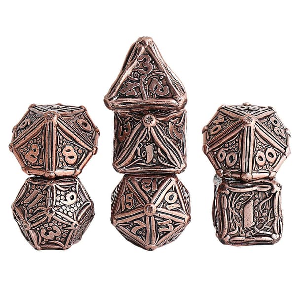 7 stk. Mini Heavy Duty Metal Terningesæt Solid Polyhedral Rollespil Terningesæt, Antik