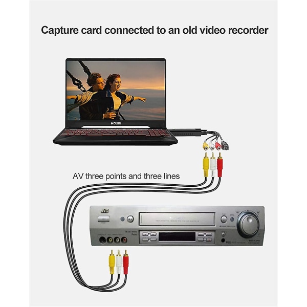 VHS til Digital Konverter, Hi8 VHS til DVD Videoopptakskort, VHS til USB, DVD, USB 2.0 for Windows 10/8/7, macOS