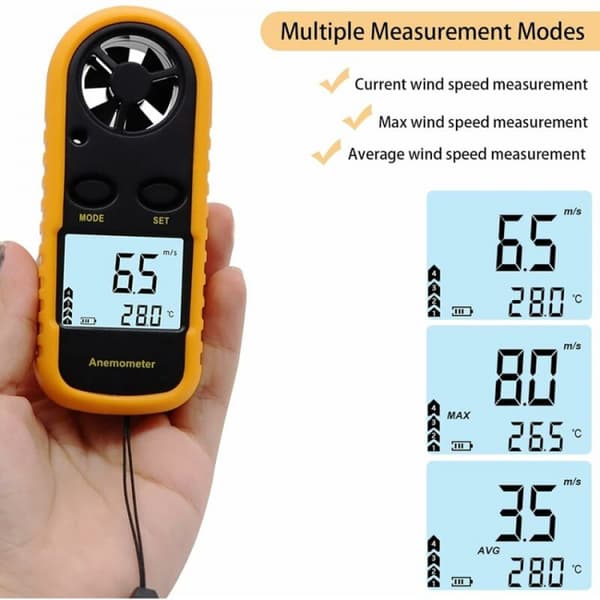Bærbar anemometer digitalt anemometer med høj præcision (±5%) af