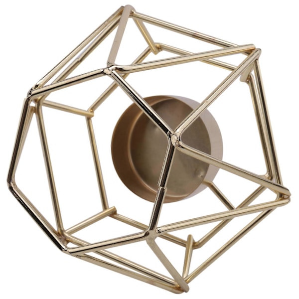 Set med 6 Gyllene Geometriska Metall Tealight Ljusstakar för Vardagsrum & Badrumsdekorationer