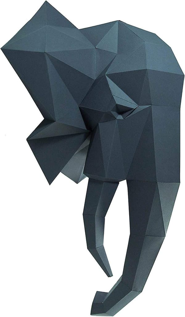 Papercraft-seinätaide, Elefanttipää (1 kpl - harmaa)