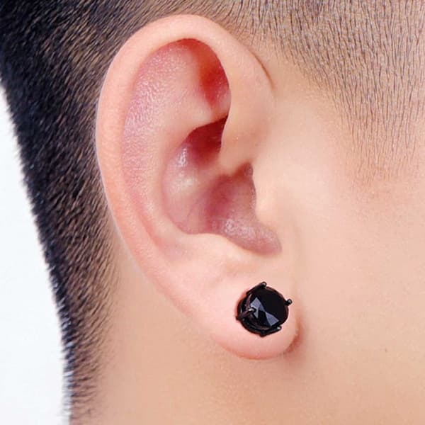 2-pak magnetisk piercing falsk ørering krystal sort