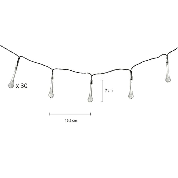 Solcelle lyskæde 6,5 m 30 LED varm hvid IP65 8 tilstande