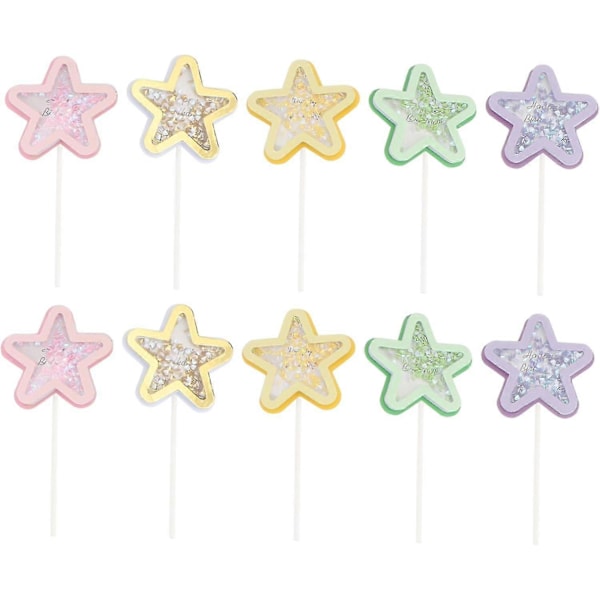 12 kpl Pieni Tähti Cupcake Topper Kakun Koriste Syntymäpäiväjuhliin, Hääkoriste, Hedelmäpiikit