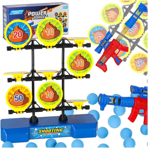 Target shooting game with ball gun - moving targets