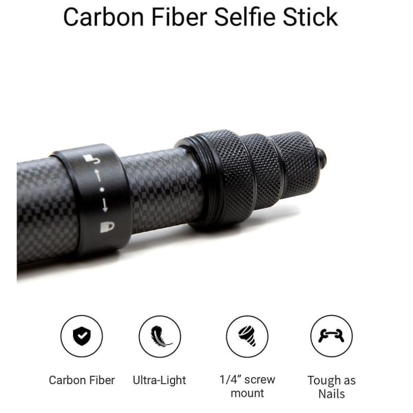 Ultralang usynlig selfie-stick i karbonfiber, justerbar forlengelsesstang for Insta360 ONE X2 / ONE R / ONE X