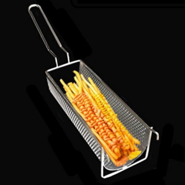 Fritöskorg i rostfritt stål, lång behållare för pommes frites, för pommes frites-pressar