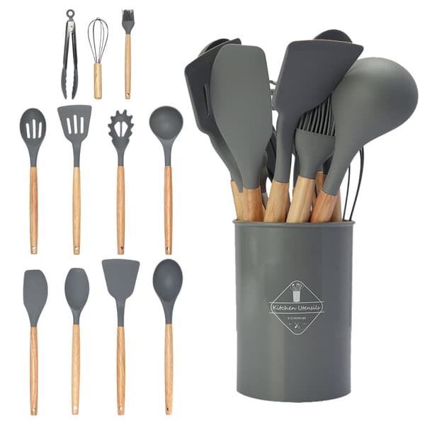 12-piece Silicone Kitchen Utensil Set with Storage Stand – Complete and Practical Kitchen Equipment