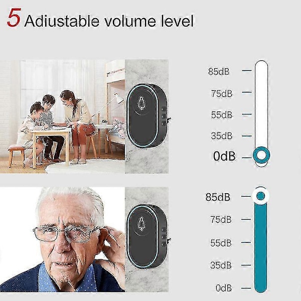Naiwang Trådlöst Musikdörrlarm Med Justerbar Volym, Kompatibel Med 43hz Trådlös Detektor Plug-in