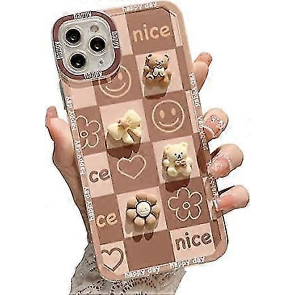 Kompatibel med iPhone 11 Pro Max Cover til Kvinder Piger Sødt 3D Blomster Bjørn Telefon Cover, med iPhone 11 Pro Max Cover Fuld Krops Beskyttende Cover [forbedret