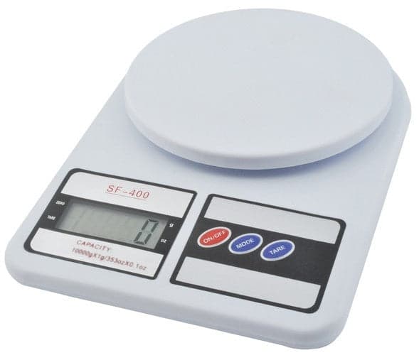 Electronic Kitchen Scale 10 kg 1 g LCD Tare White with Batteries