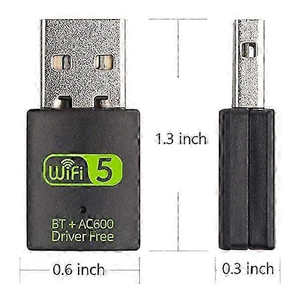 USB WiFi Bluetooth Adapter, 600Mbps Dual Band Trådløst Netværk Ekstern Modtager, WiFi Dongle til PC