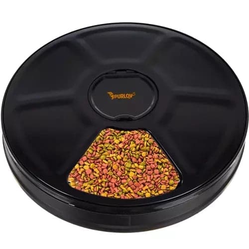 Automatic feeder 6 compartments 900 ml battery operated black