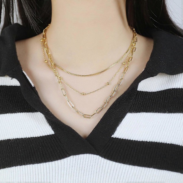 Chokerhalsband för kvinnor, guldpläterat nätt lager-på-lager-halsband enkel justerbar initial berlockhalsband lager-på-lager guldhalsband för kvinnor