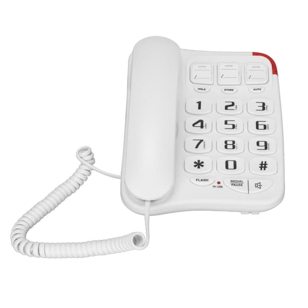 Fastnettelefon med forstærket lyd, ledning, store knapper og 3 billedknapper