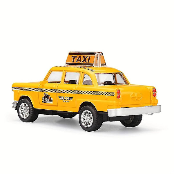 Die-cast Træk-Tilbage Taxamodelbil - 1:36 Skala Gul Taxidekoration Med Åbningsdøre - Samleobjekt Die-cast Legetøjsbil i Metal Kreativ Gave