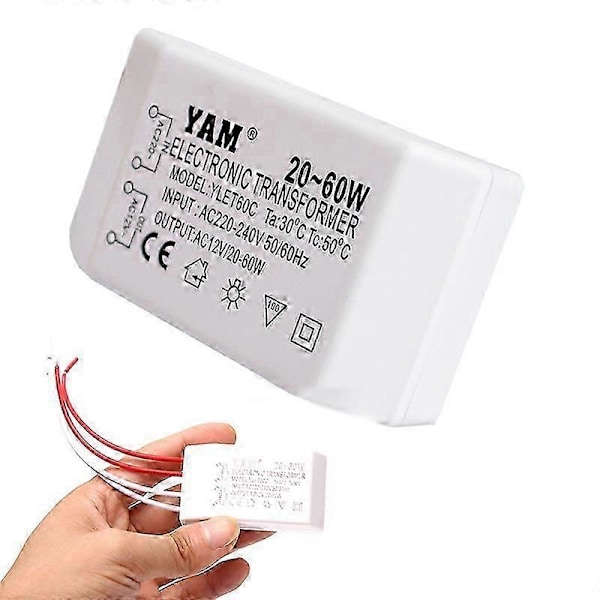 Elektronisk Transformator AC 220V Till 12V 20-60W Halogen Ljus Drivdon Strömförsörjning