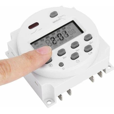 12V Mini LCD Digital Strøm Ukentlig Timer Relébryter Digital Timer Strømtimerkontroll med Vanntett Deksel Hvit