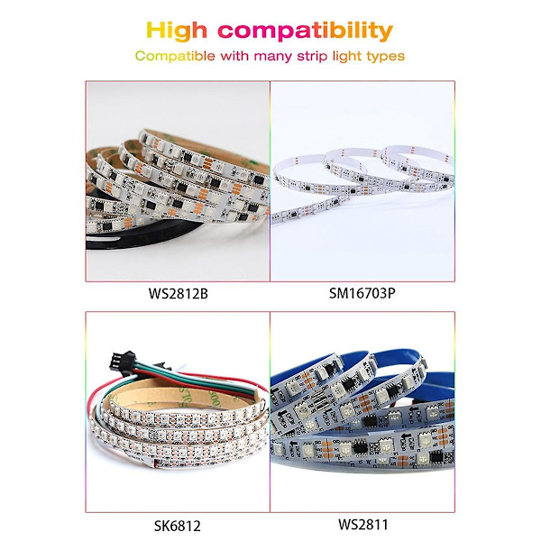 GLEDOPTO WLED Strip Controller LED-lampor över 100 dynamiska belysningslägen DIY WiFi APP-kontroll 800 IC RGB RGBW Ingen hubb behövs