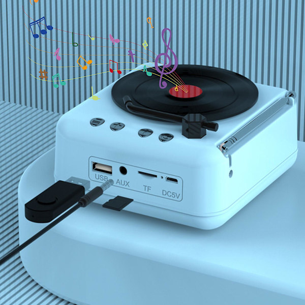 Levy soitin Langaton Bluetooth-ääni Retro Luovat Mini Kannettava Kortti Insert Pieni Kaiutin Subwoofer Lahja 20240358