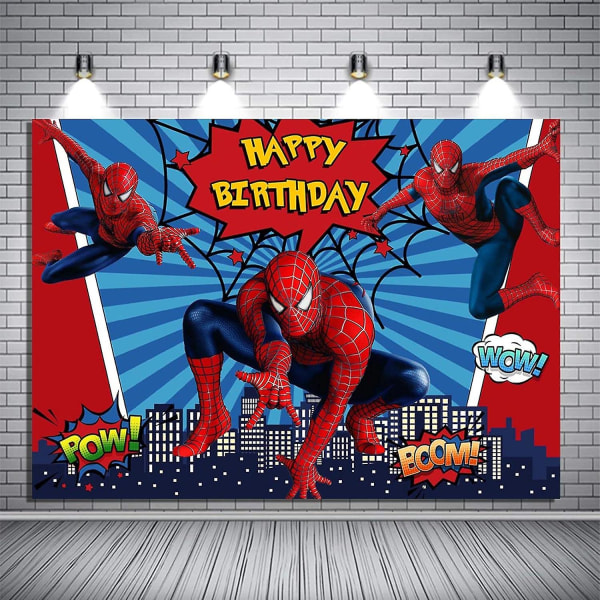 8x6ft Spiderman Photography Backdrops Superhero City Theme Photo Background Kids Happy Birthday Spiderman Party Decoration Cake Table Banner Supplies