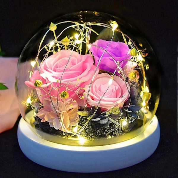 Strømpestuffer Godbiter Rose Glasskuppel Fairy Light Glasskuppel Delikat Glassdeksel Dekor