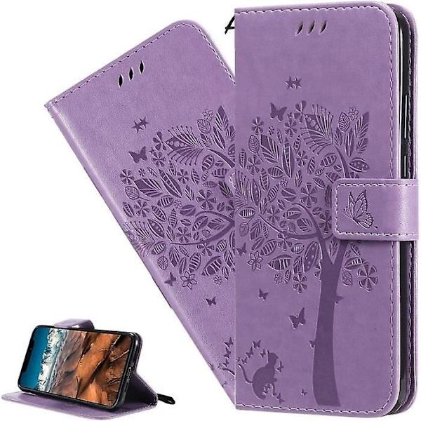 OPPO Reno 6 Pro 5G Etui OPPO Reno 6 Pro 5G Preget Butterfly Blomst Tre PU Lær Lommebok
