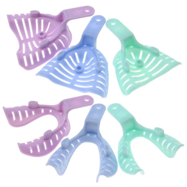Plastic Dental Impression Trays - 6 Pcs Mixed Colors