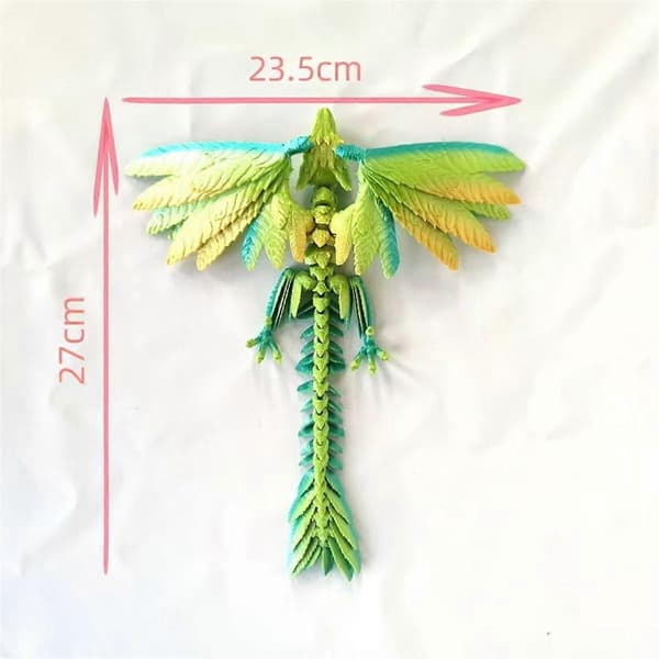 Dynamisk 3D-printet Drage Krystall Drage for Voksne 3D-printet Artikulerende Drage, Lasergrønn