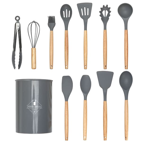 12-piece Silicone Kitchen Utensil Set with Storage Stand – Complete and Practical Kitchen Equipment