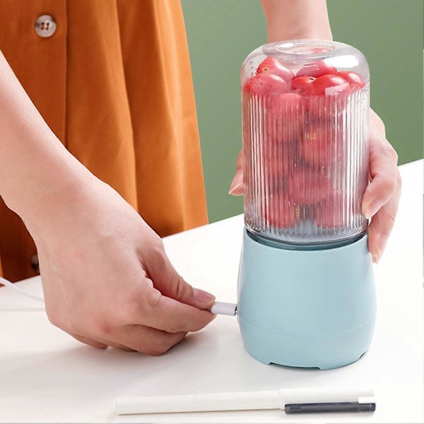 1 Sett 260ML Elektrisk Juicer USB-Lading Sterk Motor 4 Blader Arbeidsbesparende Lekkasjesikker Avrundet Kropp Trådløs Juicer Kjøkkenredskap