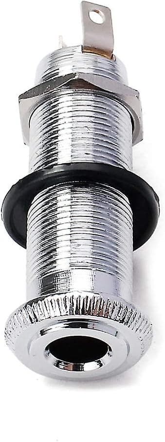 Stereo Mono Jack-kontakt för akustisk elgitarr bas krompläterad 6,35 mm gänga