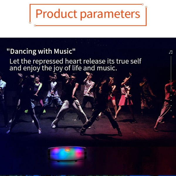 Bluetooth Speaker with LED - Wireless - Black