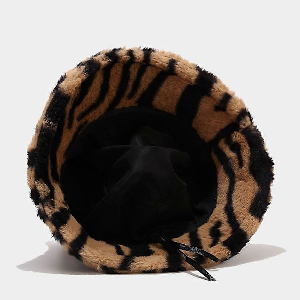 Furry Bucket Hat för Kvinnor, Fuskpäls Hatt Varm Mjuk Fluffig Vinterhatt Brun