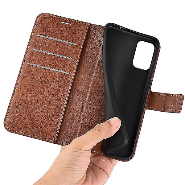 Til Nokia C32 Stand Shell Wallet Firkantet Magnetisk Lukning Pu Læder Kalvetekstur Telefon Cover