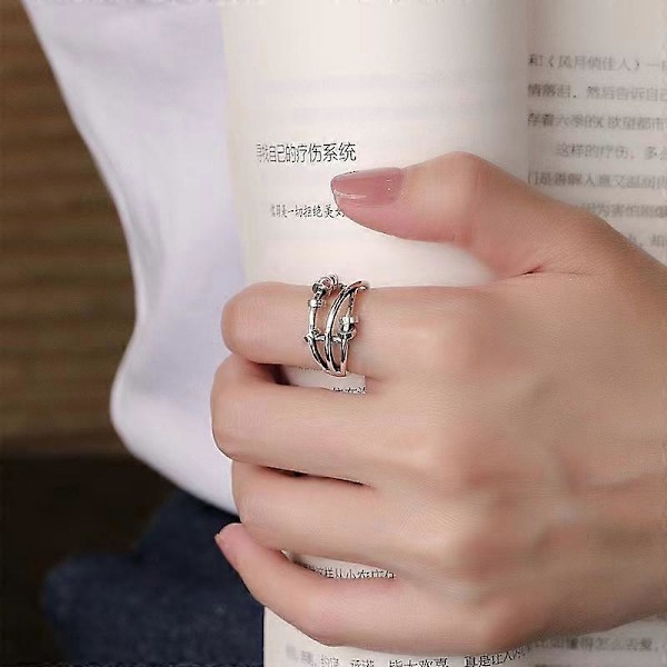 Sølv Anti-Angst Ringe Unisex Spinner Ringe Unisex Justerbare Stacking Spinner Angst Ringe, Justerbare, Syntetisk, Syntetisk